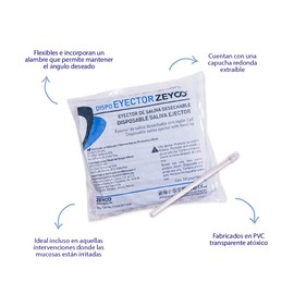 Eyector De Saliva Desechable Zeyco Bolsa Con 100 Piezas (Transparente)