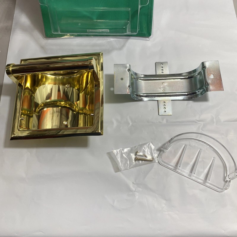 Mintcraft MINT CRAFT BRASS PLATED RECESSED SOAP HOLDER AND GRAB