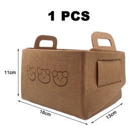 1 x Storage Box, 18 x 13 x 12 cm, Folding Box, Felt Storage Basket, Organiser for Shelves, Cupboards, Home, Office, for Storage and Small Items, Foldable Basket Storage, Felt Box - Red Brown