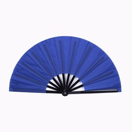 Solid Color Chinese Style Foldable Hand Fan, Portable Handheld Fan for Summer, Home Decor Supplies for Living Room Bedroom church easter egg Nylon Vintage Large custom clack:_Royal blue