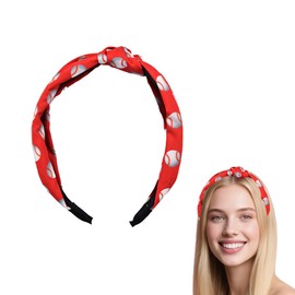 Baseball Headbands for Women Red Sports Knot Headpiece Headband Wide Baseball Hair Hoops Band Sports Hair Decoration Accessories for Baseballs Lovers Players Inspirational Birthday Gifts