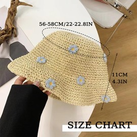 ZXTGBQ Women's Sun Hat UV Protection Summer Straw Hat Flowers Beach Hat Wide Brim Summer Hat for Outdoor Beach Leisure