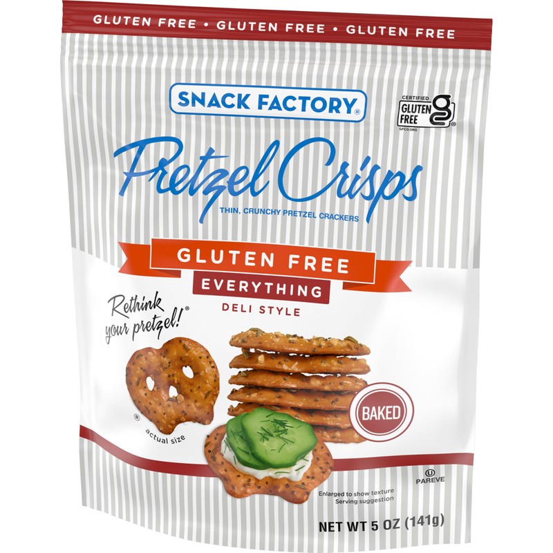 Snack Factory Pretzel Crisps, Gluten Free Everything Flavor, 5 Oz