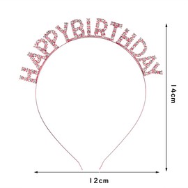 Samcos Happy Birthday Headband Set of 2 Colors, Cute, Stylish, Happy Birthday, Party, Photo Shoot, Party Supplies (Gold + Pink)