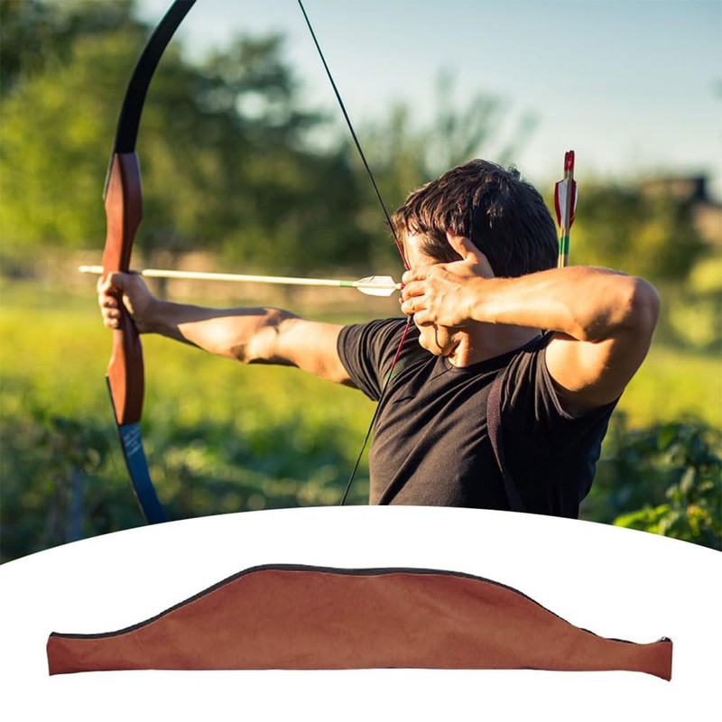 Laroal Archery Longbow Case Brown Leather Traditional Bow Bag For
