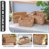 Braided Natural Water Hyacinth Rectangular Storage Baskets with Internal Handle