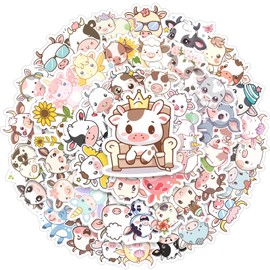 50pcs Cow Stickers Bulk Farm Animal Stickers, Cute Kawaii Stickers Cartoon Pet Stickers Vinyl Stickers for Water Bottles Laptop Skateboard Cow Party Favors Phone Stickers for Adults Teens