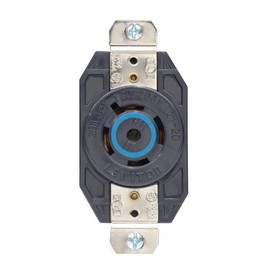 Leviton 2510 20 Amp, 120/208 Volt- 3PY, Flush Mounting Locking Receptacle, Industrial Grade, Grounding, V-0-Max, Black