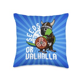 Seeds Or Valhalla I Viking Parrot I Nanday Conure Throw Pillow
