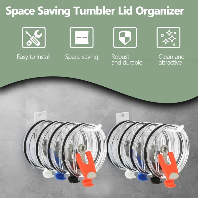 Unbranded 2 Pack Tumbler Lid Organizer Space Saving Cup Lid