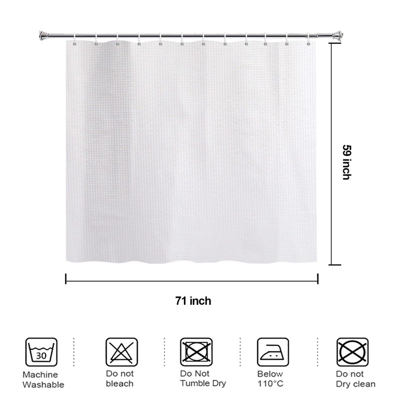 YISURE Short Shower Curtain 59 Inch Length, White Waffle Textured