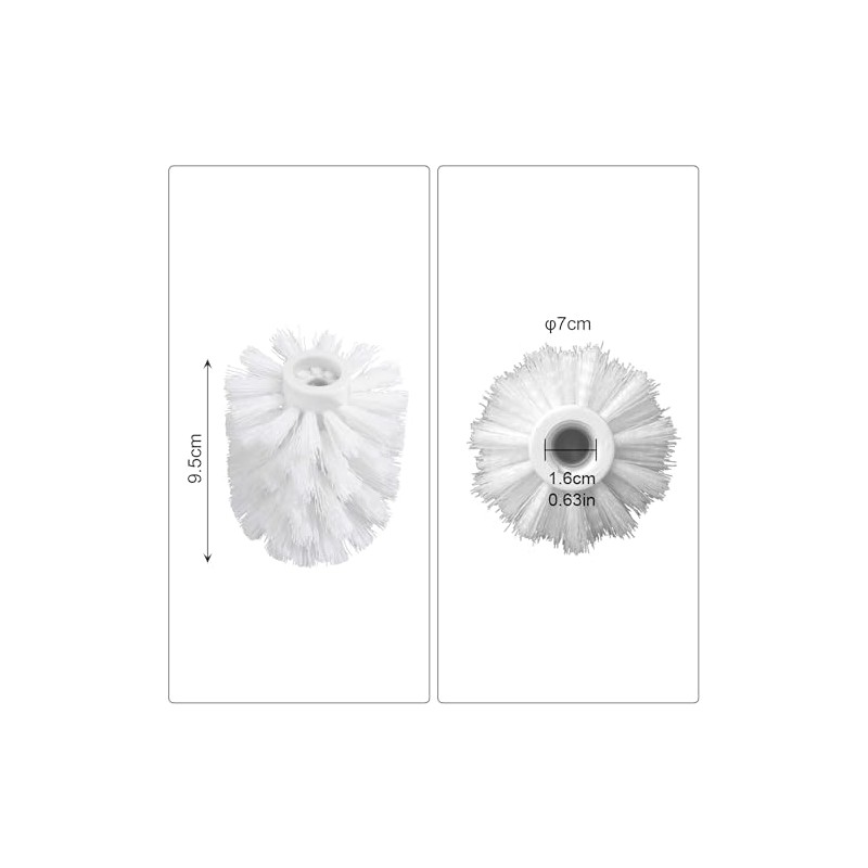 GERUIKE Toilet Brush Head, White, Replacement Brush Head for Toilet