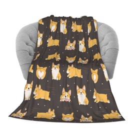 FeHuew Janpanese Dogs Shiba Inu Flannel Fleece Throw Blanket 50x60 inch Living Room/Bedroom/Sofa Couch Warm Soft Bed Blanket for Kids Adults
