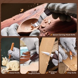 ALIESTFDNO Wood Carving Kit, 14Pcs Wood Whittling Kit, Deluxe Wood Carving Tools with 8Pcs Whittling Knives & 4 Detail Carving Knives with PU Leather Storage Bag for Beginners and Enthusiasts