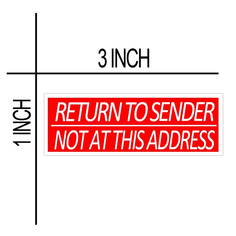 Return to Sender Not at This Address Stickers,3X1 Inch Adhesive