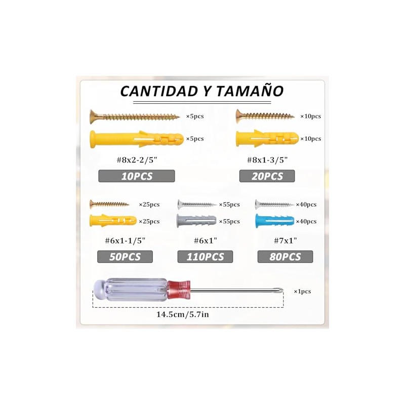 T.K.Excellent - Kit de tornillos para máquina de electricista Phillips