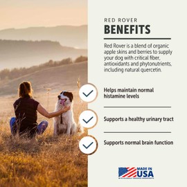 Four Leaf Rover Red Rover - Dog Urinary Tract Supplement - with Vitamins from Organic Berries and Apple - Good Source of Polyphenols and Antioxidants - 30 Large Dog Servings