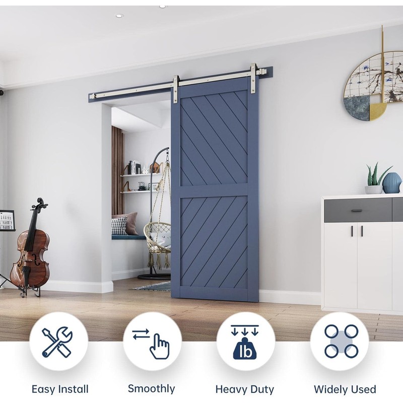 EaseLife 6.7 FT Brushed Nickel Sliding Barn Door Hardware Track