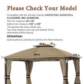 SCOCANOPY Replacement Cover Compatible with SUNJOY Crestfield 11X13 Gazebo (Models A101017510, A101017511, A111020900, (Khaki)