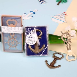 MDLUU 20 Pcs Nautical Bottle Openers Return Gifts, Party Favors, Nautical Theme Decor for Baby Shower Wedding Birthday (Anchor & Ship Wheel Design)