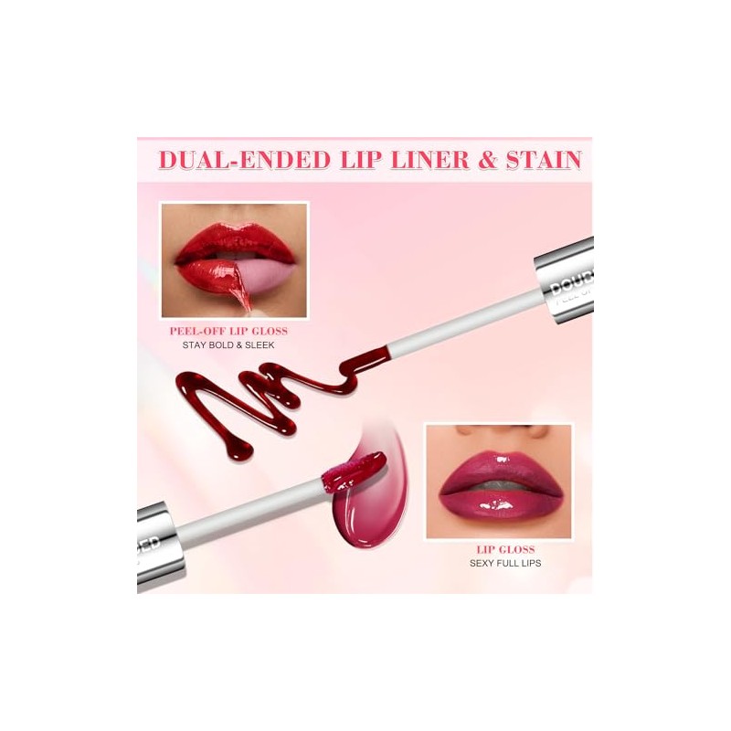 Tinte de labios, despegable de doble extremo, tinte labial impermeable