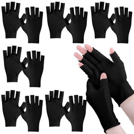 Geyoga Geyoga 6 Pairs Fingerless Moisturizing Gloves Eczema Cotton Gloves for Adults Half Finger Touchscreen Lotion Overnight Dry Hands for Women Sleeping(Black)