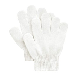 Toddler Magic Gloves Kids Halloween Winter Gloves Toddler White Full Fingers Mittens Kids Cosplay Warm Mittens Baby Knitted Gloves Soft Stretchy Hand Mittens for Baby Boys Girls White One Size