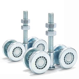 Generic Trolley Assembly, Silent Roller Wheels for 1-3/4"" Wide and 2-1/4"" or Taller Shed Sliding Door, Rail Hanging Track, Electro-Galvanized Zinc Barn Door Hardware Kit, Silver, JHD294