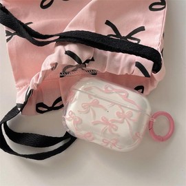 Compatible for AirPods Pro(2019) Case Soft Cute Bow Pattern Fashion Design Bowknot Aesthetic Shockproof Keychain Cover Headphone Cases for Airpods Pro -Clear - Color: for AirPods 4, Size: Clear