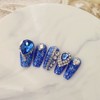 Blue Sapphire Handmade Nail Tips - Long Oval / 블루