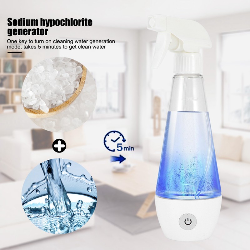 300ml USB Portable Sodium Hypochlorite Generator Detergent Spray Bottle Household