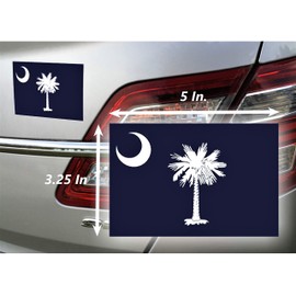 Wheezeway South Carolina Flag Stickers ( 3 x 5 in.) SC State Map Outline (4.5 x 3.5 in.) Palmetto Crescent Vinyl Decal Sticker Automotive Accesories Truck Bumper Window Tablet RV