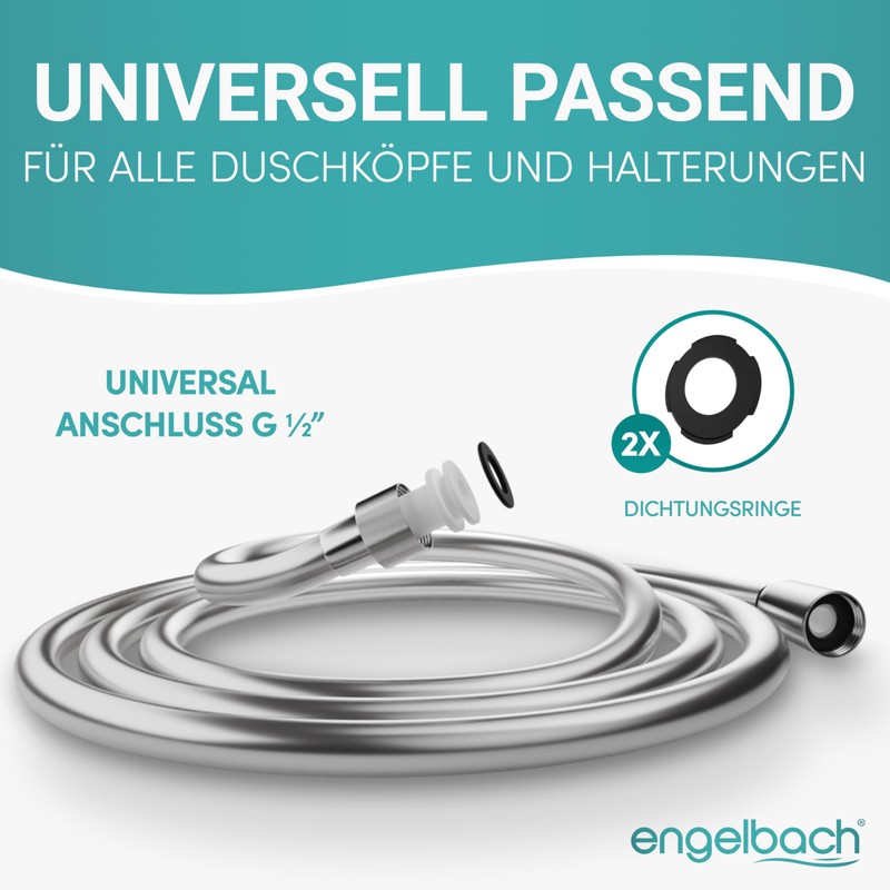 Engelbach® Plastic Shower Hose, 2 m, Shower Hose with Standard