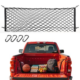 KARTONMOTOR Cargo Net for 2000-2025 Toyota Tundra Accessories, 50" x 18" Truck Bed Organizer with Heavy Duty Carabiners, Envelope Style Cargo Netting for Pickup Truck Bed