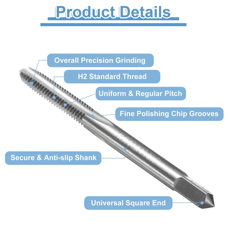 sourcing map 8pcs Straight Flute Thread Tap, M5 x 0.8