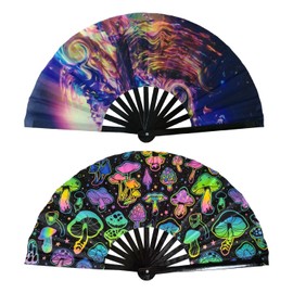 Pack of 2 Carnival Folding Fans, Foldable Hand Fans, Rainbow Folding Fans, Carnival Folding Fans, Illuminated Fan