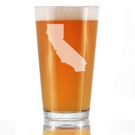 California State Outline Pint Glass for Beer - State Themed Drinking Decor and Gifts for Californian Women & Men - 16 Oz Glasses