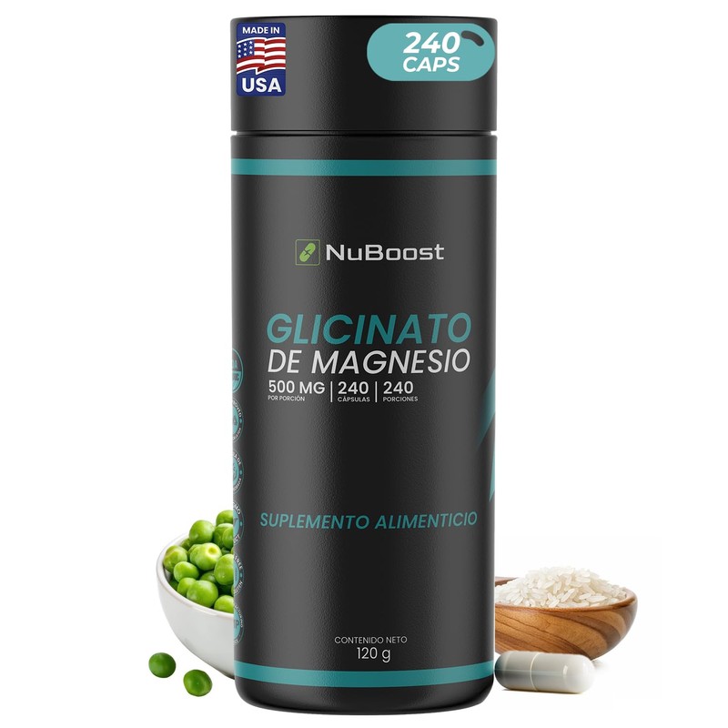 Nuboost Glicinato de Magnesio 500 mg - 240 Cápsulas -