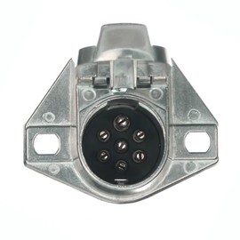TORQUE 7-Way Round Wiring Harness Vehicle-Side Socket, SAE J560 Style Die-Cast Zinc Housing, 7 Pin Round Connector for Semi Truck Trailer (TR15720)