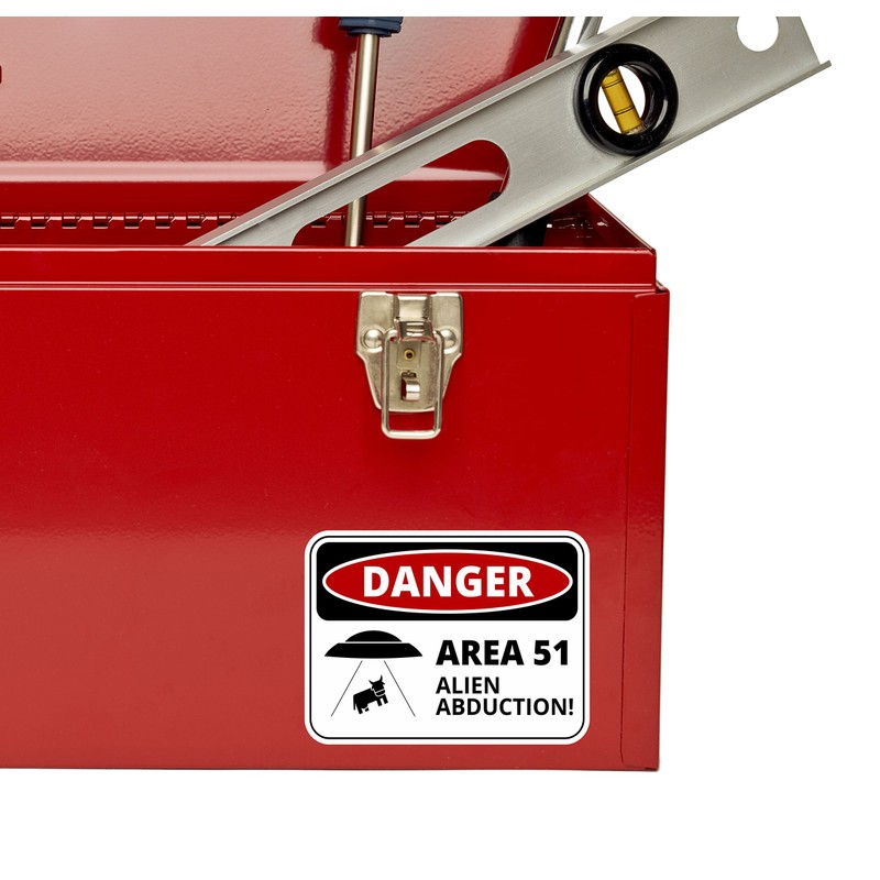 2 x 10cm Danger Sign Area 51 Vinyl Sticker Laptop