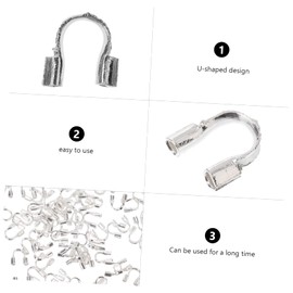 Operitacx 200pcs Cable Sleeves Cord Protector Cable Protector U Shape Accessories Brass Wire Guardian Beads Thread Protector Jewelry Finding Wire Guard Loop Accessory Line Metal
