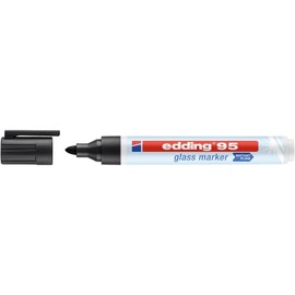 Edding 3 x Glass Surface Markers 95 Black Round Tip 1.5-3mm