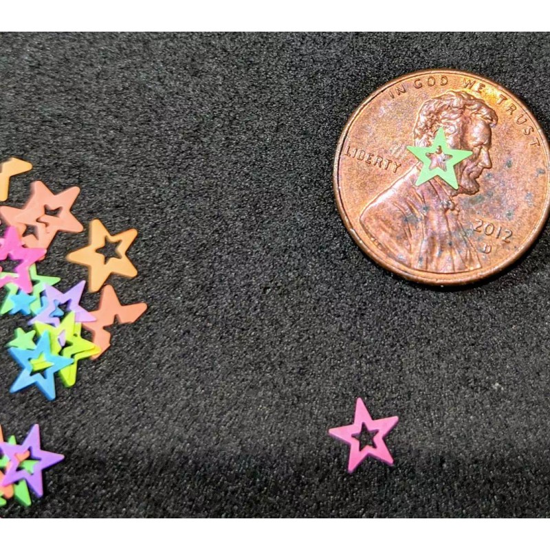 Unique Nail Creations STAR HOLLOW~MIX NEON!MULTI SIZES GLITTER~Nail•A