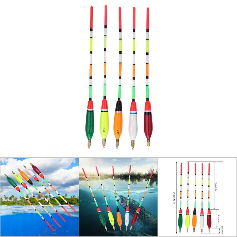 5PCS Multiple Color Balsa Wood Fishing Float Bobber Bite Indicator