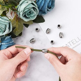 UNICRAFTALE Barrel with Wolf Beads Stainless Steel European Beads Antique Silver 5.5 mm Large Hole Beads Stainless Steel Spacer Beads for DIY Necklaces Bracelets Jewellery Making 10.5 mm Pack of 10