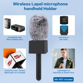 Haomuren Microphone Stand for DJI/Rode/Lark m1/m2, Interview Hand Stand for Lavalier Microphone with Pop Filter/Windshield/Channel Flag Box, Microphone Rig for Vlogging, Reports, Podcasts, YouTube