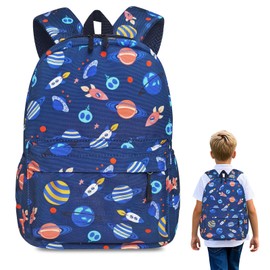 Kids Backpack, Toddler Backpack, Backpacks Kindergarten Boy, School Kids Hiking Backpacks, Kindergarten Canvas Holiday Travel School Bag for 3-6 Years Old Outdoor (Navy Blue Rocket)