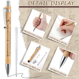 Sayglossy 50 Pcs Spanish Christian Pens Bamboo Bible Verse Retractable Ballpoints Spanish Inspirational Pens with Black Ink for Journal Writing Office Religious Church Christmas Gifts for Men Women