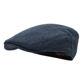 STARANCE Gorro para hombre, mezcla de lana, gorro de hiedra, azul marino, (Herringbone Navy), 7 3/4