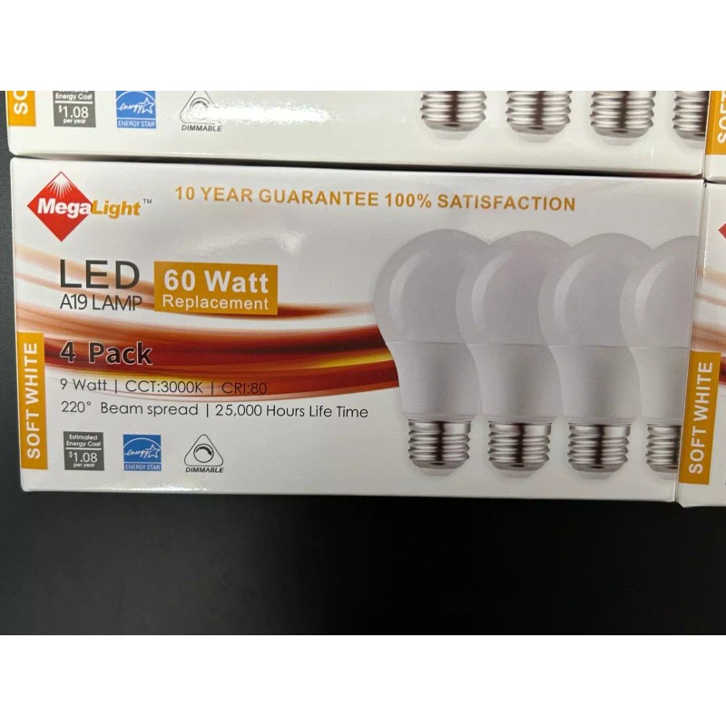 MegaLight LED A19 Light Bulb Lot 16 Pce 800 Lumens